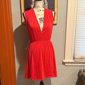 Mapalé Bright Coral Twisted Back Sleeveless Dress (M)